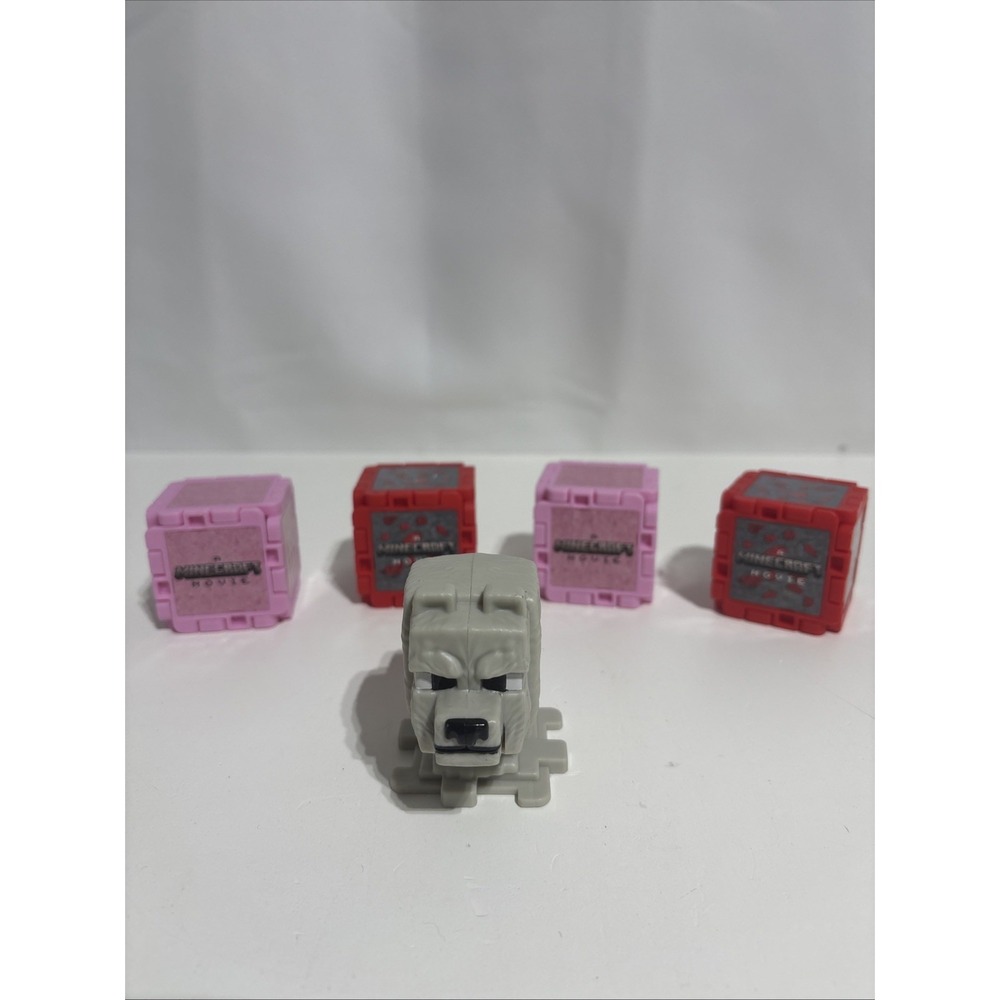 The Minecraft Movie McDonalds Happy Meal Toys Bundle 5 Piece 4‎ Blocks 1 Animal